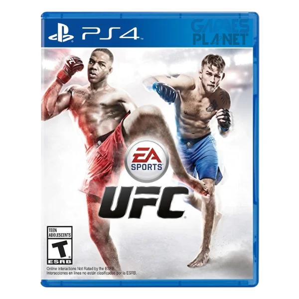 UFC 1 PS4 game cover featuring official EA SPORTS UFC branding with a professional MMA fighter and the PlayStation 4 banner at the top.