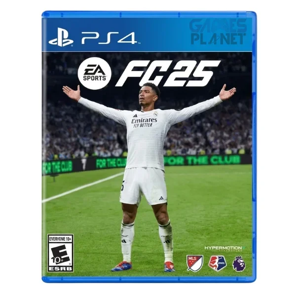 EA SPORTS FC 25 PS4 game cover featuring official EA SPORTS FC branding with professional football players and the PlayStation 4 banner at the top.