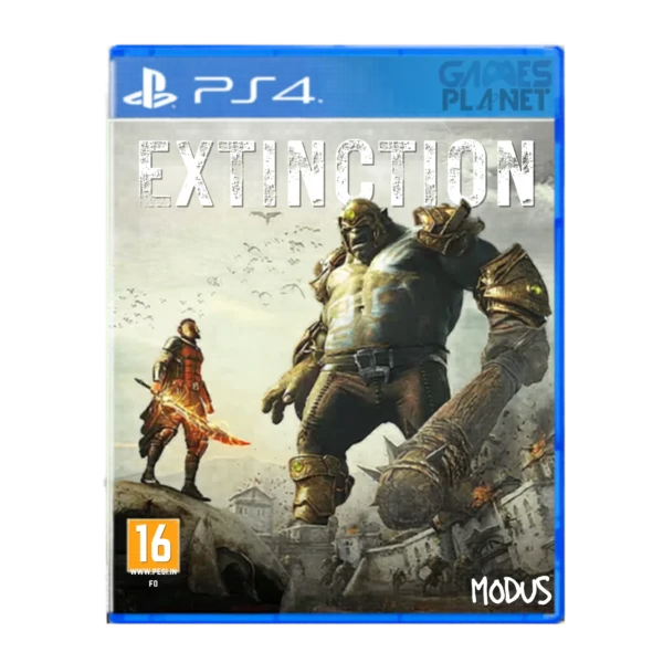 extinction ps4 giant monster battle gameplay with warrior attacking massive ravenii creature