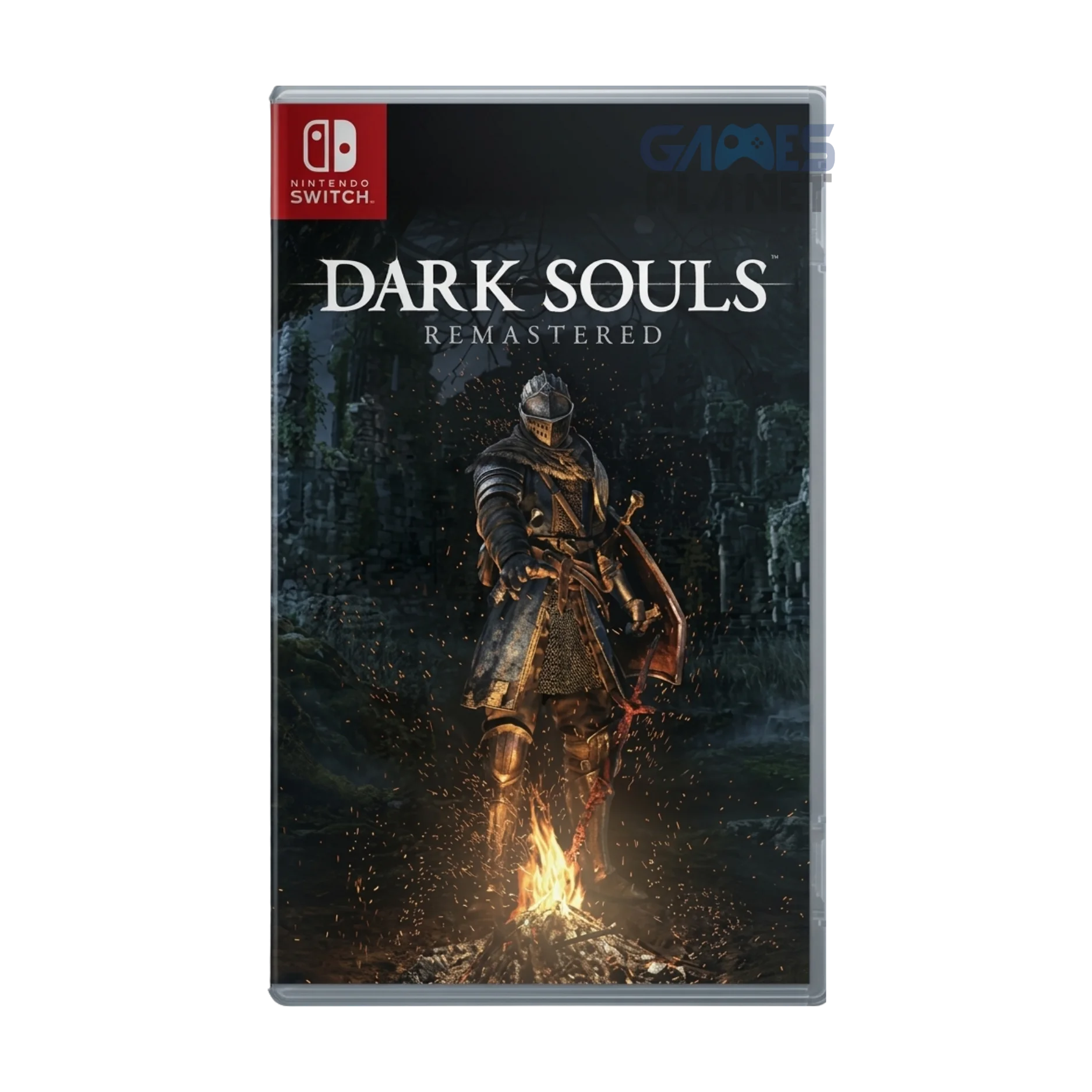dark souls remastered nintendo switch gameplay showing armored knight exploring dark fantasy castle