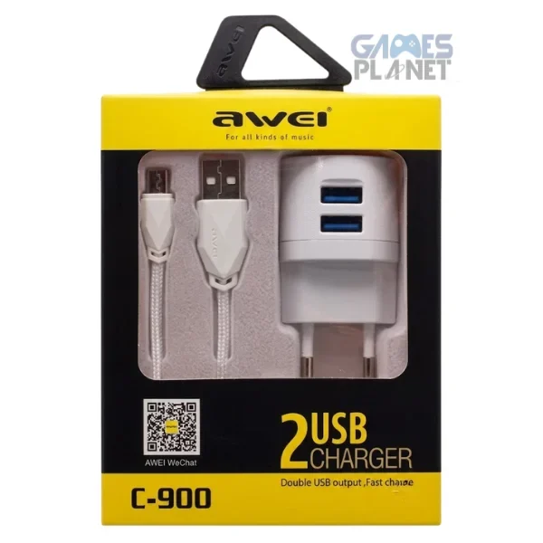 Awei C900 Dual Port 2.1A USB Charger with Cable