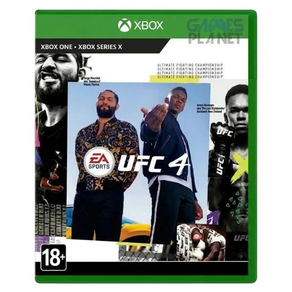 UFC 4 Xbox One game cover featuring official EA SPORTS UFC 4 branding with a professional MMA fighter and the Xbox One banner at the top.