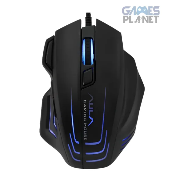 AULA S18 RGB wired gaming mouse with 7 programmable buttons and adjustable 6400 DPI.