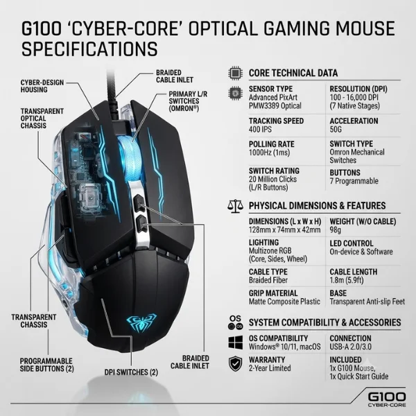 AULA S30 RGB Wired Gaming Mouse