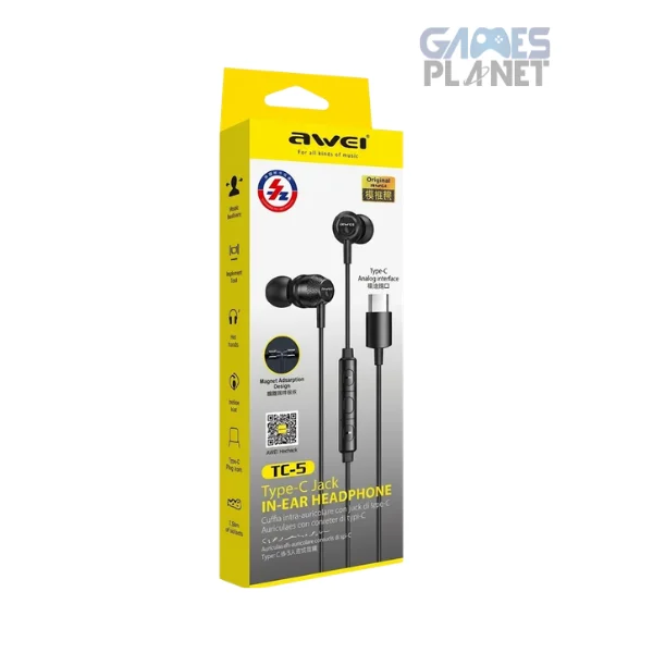 AWEI TC5 Type-C Wired Earphones with Microphone