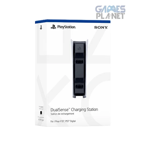 Used DualSense charging station for PlayStation 5 controllers in good condition.